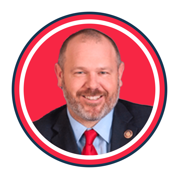 Jesse Topper, House Republican Leader of Pennsylvania's headshot for the RSLC. He is smiling.